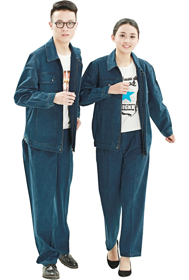 HR-821款牛仔單層茄克工作服款式圖片大全 HR-821款牛仔單層茄克工作服定制款式